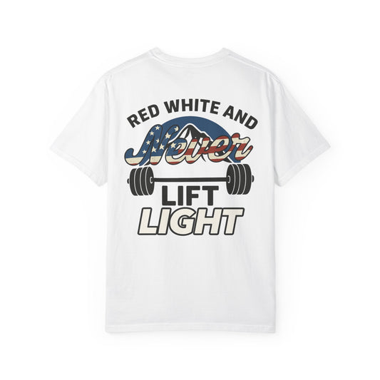 Red, White Never Lift Light- Unisex Gym T-shirt