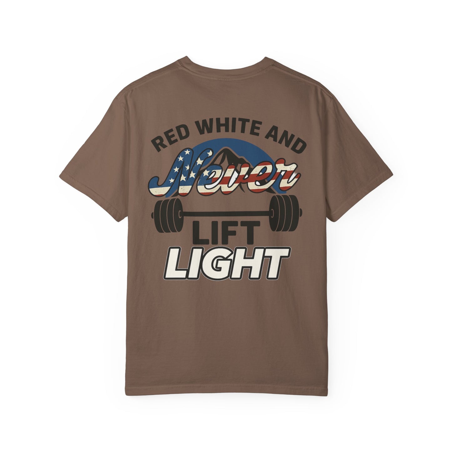 Red, White Never Lift Light- Unisex Gym T-shirt