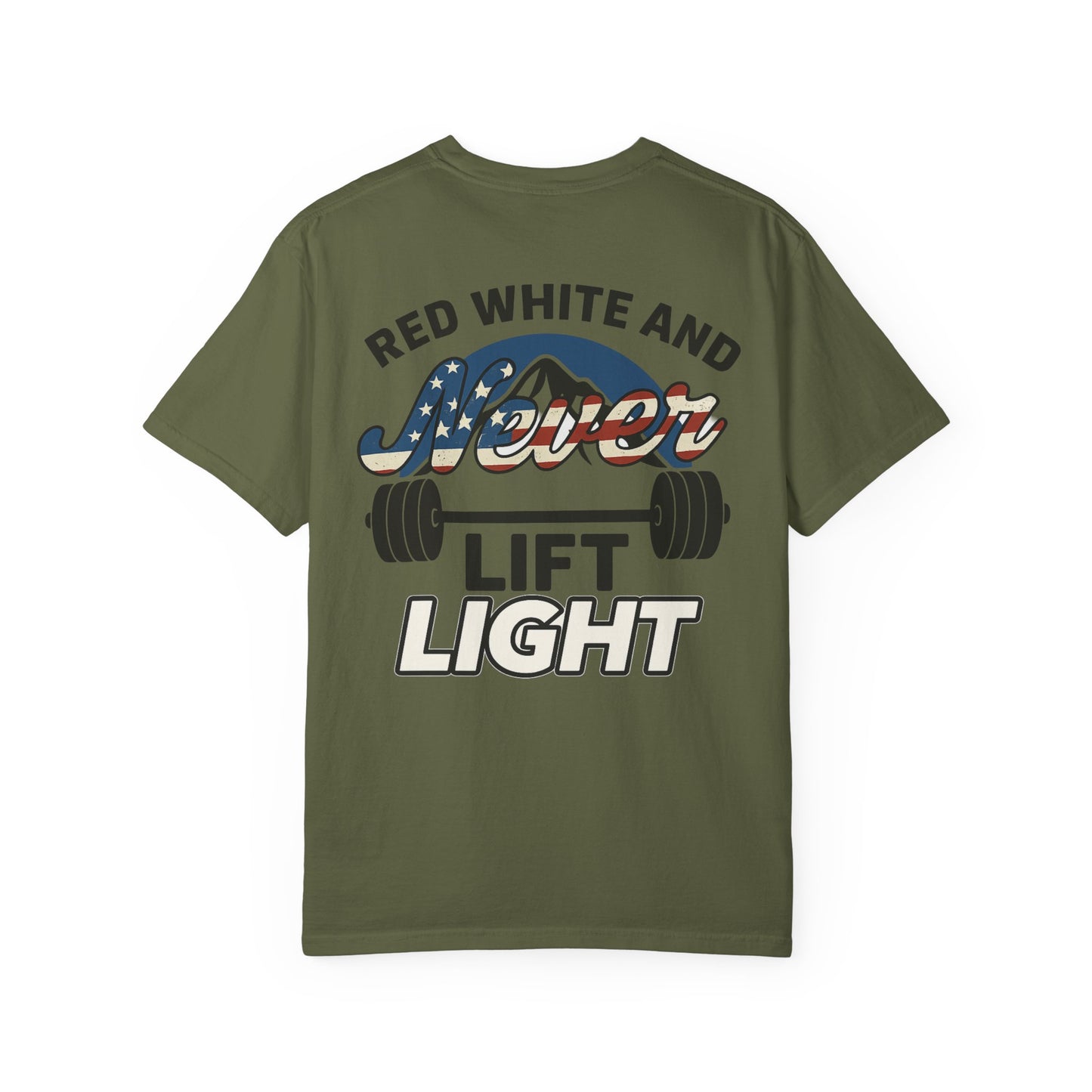 Red, White Never Lift Light- Unisex Gym T-shirt
